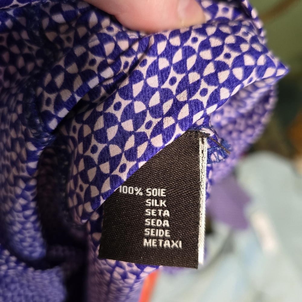 Antik Batik Purple Patterned Silk Button Down Top… - image 4